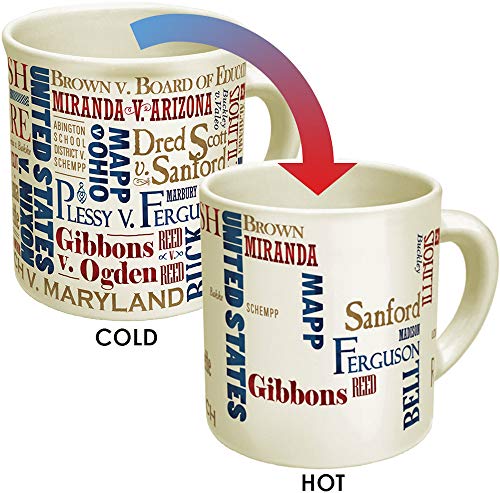 Book Cover Supreme Court Heat Changing Mug - Add Coffee or Tea to Reveal the Winners of Famous Supreme Court Cases - Comes in a Fun Gift Box