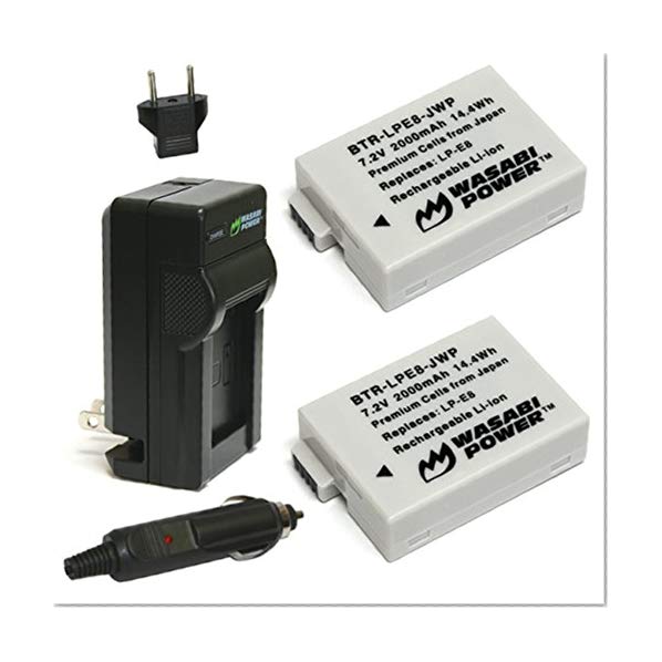 Wasabi Power Battery (2-Pack) and Charger for Canon LP-E8 and Canon EOS 550D, EOS 600D, EOS 700D, EOS Rebel T2i, EOS Rebel T3i, EOS Rebel T4i, EOS Rebel T5i
