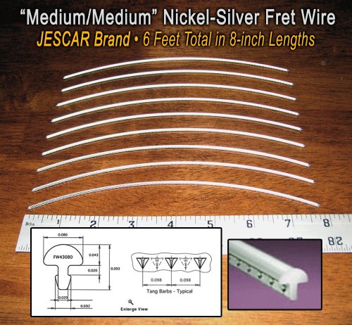 Book Cover Guitar Fret Wire - Jescar Nickel-Silver Medium Gauge - Six Feet