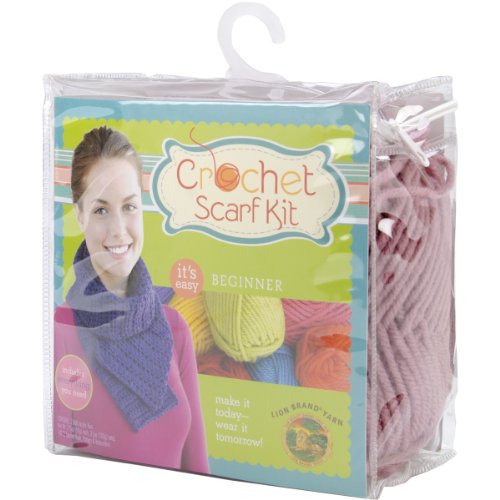 Lion Brand Yarn 600-885 Beginner Crochet Scarf Kit, Dusty Rose