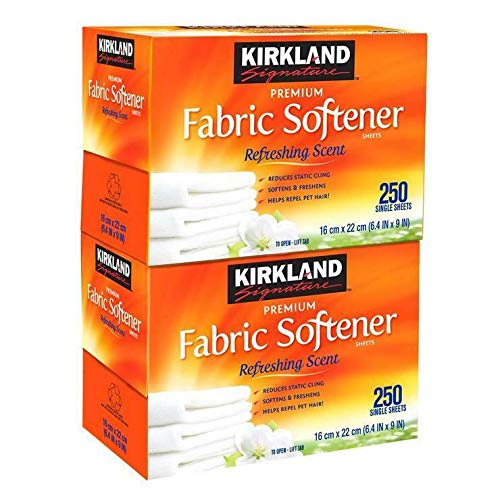 Book Cover Kirkland Signature Premium Fabric Softener Sheets, Refreshing Scent 250 CT (Pack of 2)