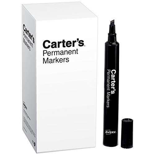 Book Cover Carter's Permanent Markers, Chisel Tip, Large Desk-Style Size, 12 Black Markers (27178)