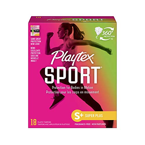 Book Cover Playtex Sport Tampons with Flex-Fit Technology, Super Plus, Unscented - 18 Count (Pack of 2)