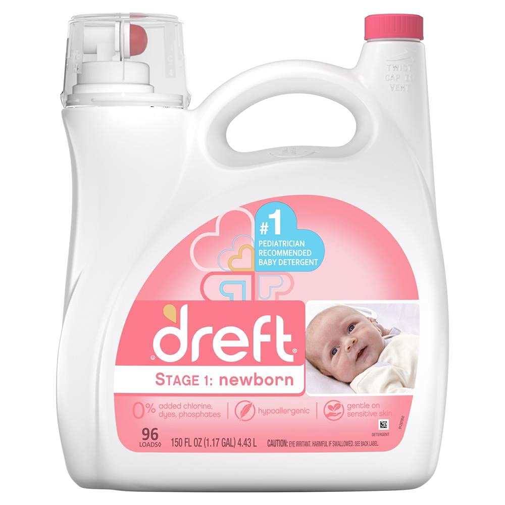 Book Cover Dreft Stage 1: Newborn Liquid Laundry Detergent (HE), 150 oz, 96 loads Baby Blossom 150 Fl Oz (Pack of 1)
