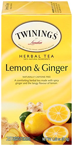 Twinings Lemon & Ginger Herbal Tea Bags, 25 Count (Pack of 6)