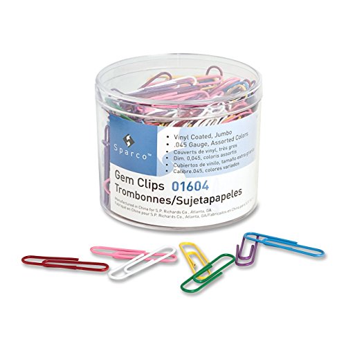 S.P. Richards Company Paper Clips, Vinyl Coated, Jumbo, No. 2, 250 per Box, Assorted (SPR01604)