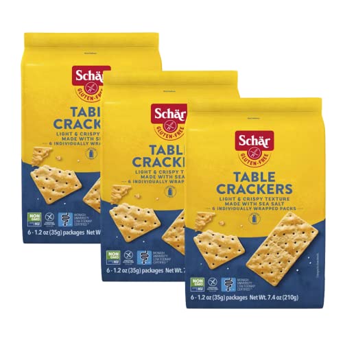 Book Cover Schar - Table Crackers - Certified Gluten Free - No GMO's, Lactose, or Wheat - (7.4 oz) 3 Pack