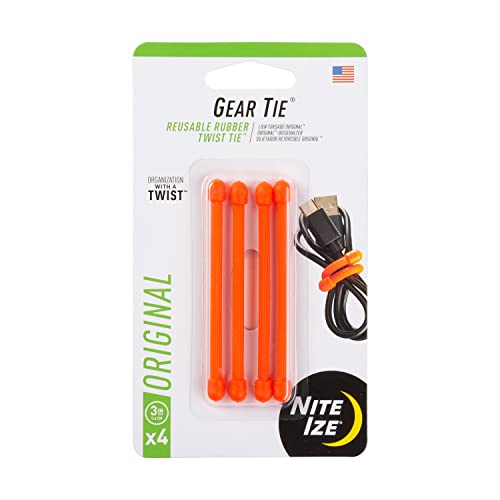 Gear Tie, Orange, 3 In. L, Pk4