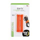 Nite Ize GT3-4PK-31 Original Gear Tie, 3", Bright Orange, 4 Pack, Made in The USA