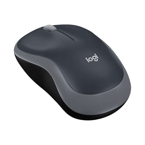 Logitech M185 Wireless Mouse, 2.4GHz with USB Mini Receiver, 12-Month Battery Life, 1000 DPI Optical Tracking, Ambidextrous PC/Mac/Laptop - Swift Gray USB Receiver Swift Gray