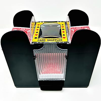 Book Cover Brybelly 6 Deck Automatic Card Shuffler - Battery-Operated Electric Shuffler - Great for Home & Tournament Use for Classic Poker & Trading Card Games