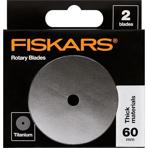 Fiskars 60mm Titanium Rotary Blades (2 Pack) - Rotary Cutter Blade Replacement - Crafts, Sewing, and Quilting Projects - Silver