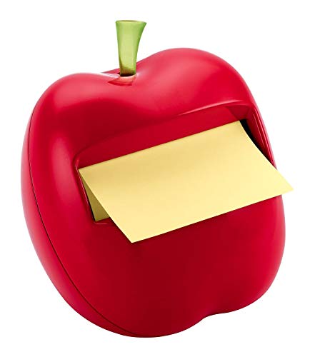 Book Cover Post-it Pop-up Notes Dispenser for 3 in x 3 in Notes, Apple Shaped Dispenser, Includes 1 Canary Yellow Note (APL-330)