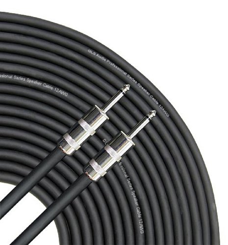 GLS Audio 100 feet Speaker Cable 12AWG Patch Cords - 100 ft 1/4" to 1/4" Professional Speaker Cables Black 12 Gauge Wire - Pro 100' Phono 6.3mm Cord 12G - Single