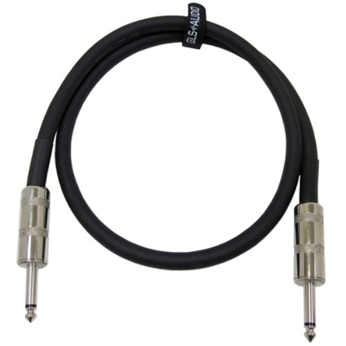 GLS Audio 3 feet Speaker Cable 12AWG Patch Cords - 3 ft 1/4" to 1/4" Professional Speaker Cables Black 12 Gauge Wire - Pro 3' Phono 6.3mm Cord 12G - Single