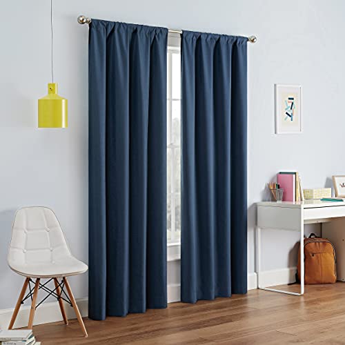 Book Cover Eclipse Kids Kendall Blackout Thermal Curtain Panel,Denim, 42 Inch X 63 Inch