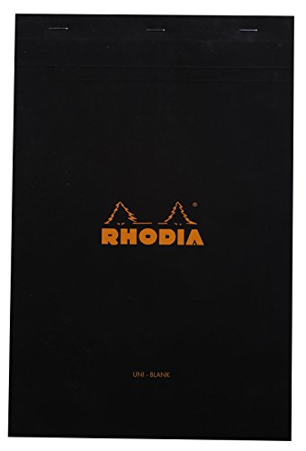 Rhodia Staplebound Notepads - Blank 80 sheets - 8 1/4 x 12 1/2 in. - Black cover