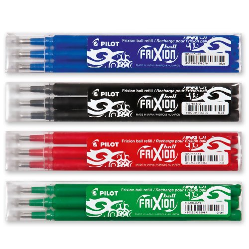 PILOT Lot de 4 sets de 3 recharges 07 Frixion BLS-FR7 assorties