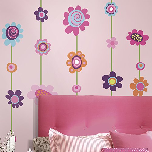 Book Cover RoomMates RMK1622GM Flower Stripe Peel and Stick Giant Wall Decal