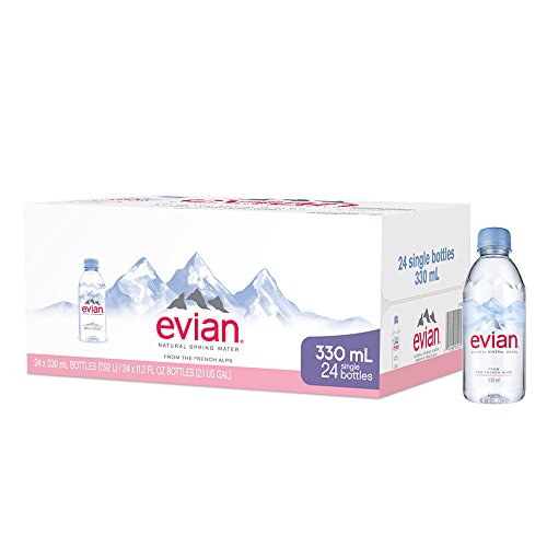 evian Natural Spring Water 330 mL 6-Count (Pack of 4), Bottled Natural Spring Water, Water Bottles, Naturally Filtered Spring Water in Mini-Sized Bottles, Great for Home or Work