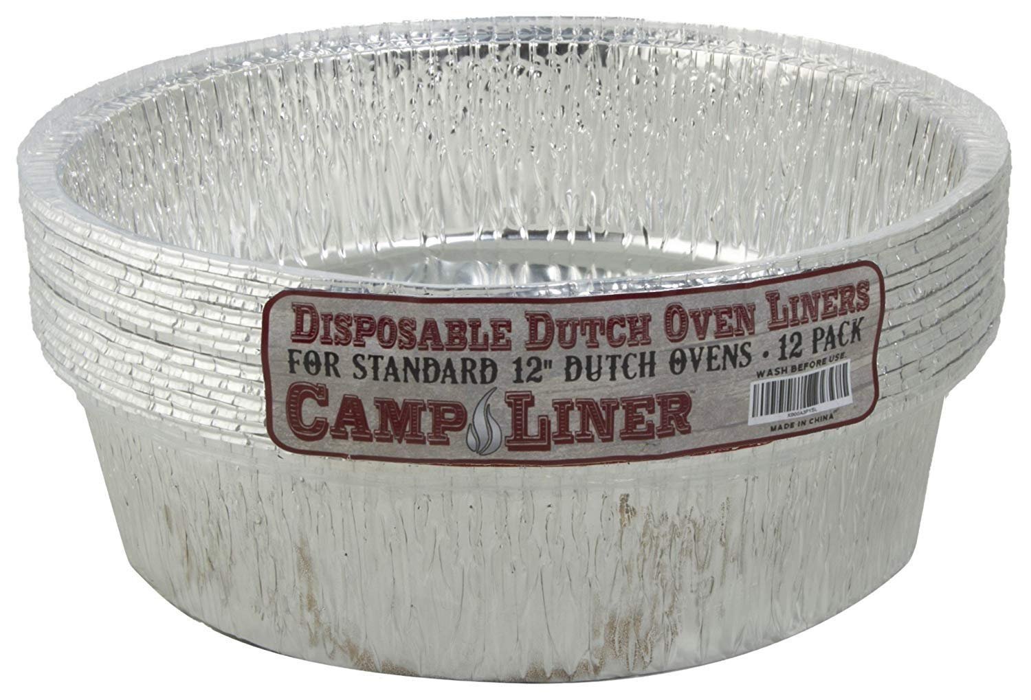 Book Cover CampLiner Dutch Oven Liners, 12 Pack of 12” 6 Quart Disposable Liners - No More Cleaning or Seasoning. Fits Lodge, Camp Chef, And Other 12-Inch Cast Iron Dutch Ovens