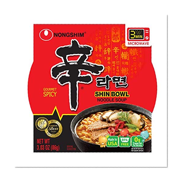 Book Cover NongShim Shin Bowl Noodle Soup, Gourmet Spicy, 3.03 Ounce (Pack of 12)