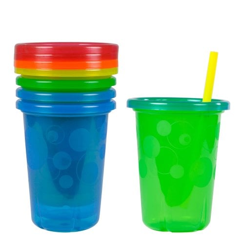 Book Cover The First Years Take & Toss Spill Proof Straw Cups, 10 Ounce, Pack of 4