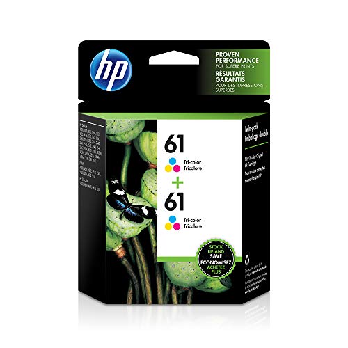 Book Cover HP 61 | 2 Ink Cartridges | Tri-color | Works with HP DeskJet 1000 1500 2050 2500 3000 3500 Series, HP ENVY 4500 5500 Series, HP OfficeJet 2600 4600 Series | CH562WN