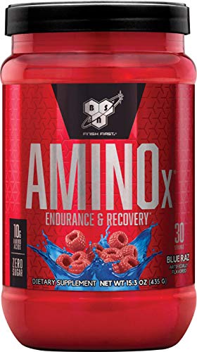 Book Cover BSN Amino X Muscle Recovery & Endurance Powder with BCAAs, 10 Grams of Amino Acids, Keto Friendly, Caffeine Free, Flavor: Blue Raspberry, 30 Servings (Packaging May Vary)