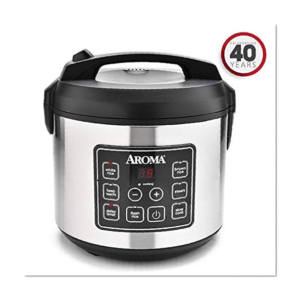 Book Cover Aroma Housewares 20 Cup Cooked (10 cup uncooked) Digital Rice Cooker, Slow Cooker, Food Steamer, SS Exterior (ARC-150SB)