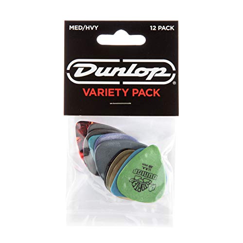 Book Cover Dunlop PVP102 Pick Variety Pack, Assorted, Medium/Heavy, 12/Player's Pack