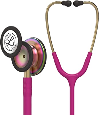 3M Littmann Classic III Monitoring Stethoscope, Rainbow-Finish, Raspberry Tube, 27 inch, 5806