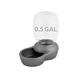 Petmate Replendish Automatic Gravity Waterer for Cats and Dogs, BPA-Free, No Batteries Required, Includes Charcoal Filter, 0.5 Gallon,Silver