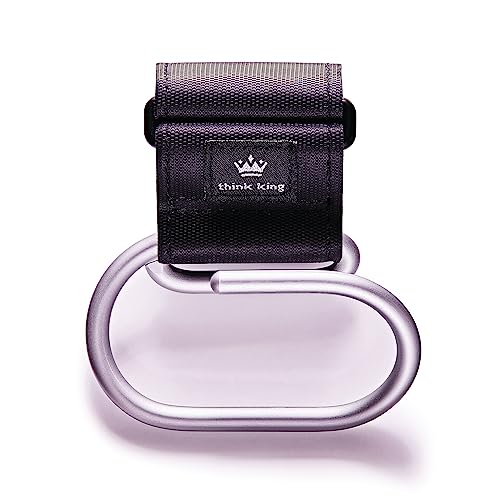 Book Cover Think King Jumbo Swirly Hook for Strollers/Walkers, Brushed Aluminum/Black