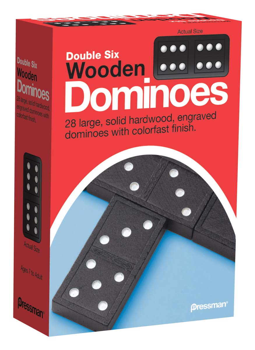Book Cover Pressman Toy Double Six Wooden Dominoes, 28 Pieces Wooden Dominoes Six