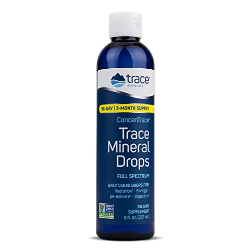 Book Cover Trace Minerals ConcenTrace Trace Mineral Drops | Full Spectrum Minerals | Ionic Liquid Magnesium, Chloride, Potassium | Low Sodium | Energy, Electrolytes, Hydration | 96 Day Supply, 8 fl oz (Pack of 1)