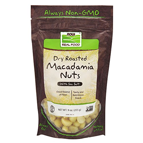 Book Cover NOW Foods, Macadamia Nuts, Dry Roasted with Sea Salt, Source of Fiber, Gluten-Free and Certified Non-GMO, 9-Ounce