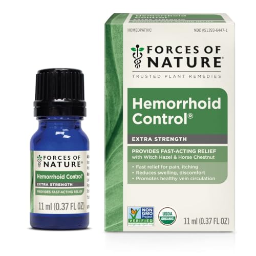 Forces of Nature â€“Natural, Organic, Hemorrhoid Extra Strength Relief (11ml) Non GMO, No Harmful Chemicals -Quickly Shrink Enlarged Veins, Ease Pain, Soreness, Itching Associated with Hemorrhoids