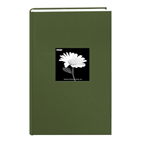 Book Cover Fabric Frame Cover Photo Album 300 Pockets Hold 4x6 Photos, Herbal Green