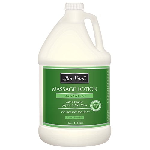 Book Cover Bon Vital' Organica Massage Lotion with Certified Organic Ingredients for an Earth-Friendly & Relaxing Massage, Natural Moisturizer Lotion for Relaxing Back & Neck Massages, 1 Gal, Label may Vary