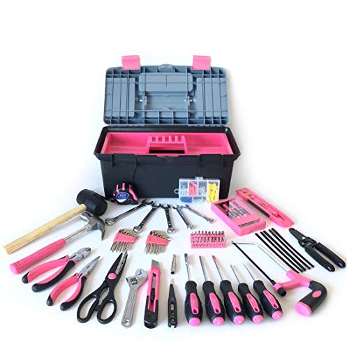 Apollo Tools DT7102P Household Tool Kit with Tool Box, Pink, 170-Piece, Donation Made to Breast Cancer Research