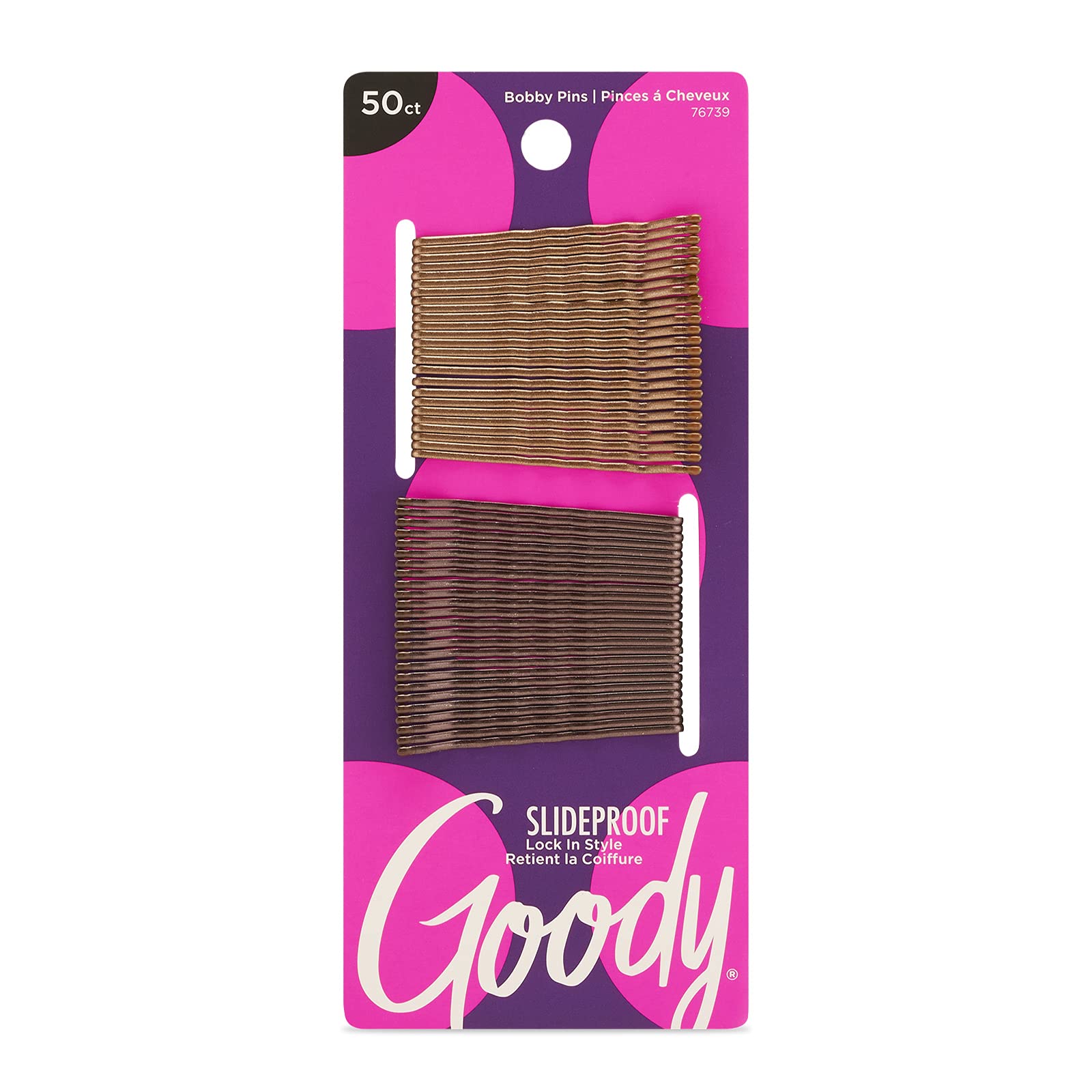 Goody Ouchless Hair Bobby Pins - 50 Count, Assorted Brunette Colors - Slideproof and Lock-In Place - Suitable for All Hair Types - Pain-Free Hair Accessories for Women and Girls - All Day Comfort Brown 50 Ct 50 Count (Pack of 1)