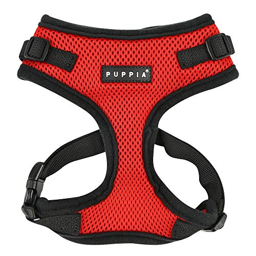 Book Cover Authentic Puppia RiteFit Harness with Adjustable Neck, Red, Medium