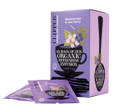 Clipper Organic Blackcurrant and Acai Berry Tea Fairtrade Caffeine-free Teabags Ref A07615 [Pack 25]
