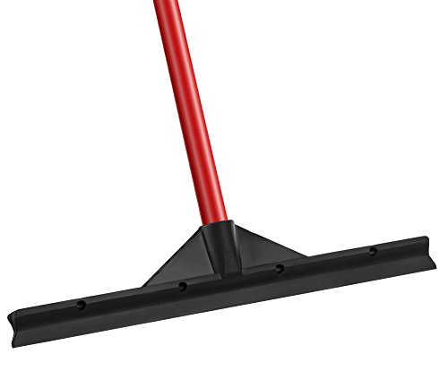 Heavy Duty Floor Scrubber Squeegee- 18.25â€ Solid Natural Rubber Blade- 58â€ Long Handle- Dries Flat & Curved Surfaces- Best for Washing & Drying Shower Glass/Bathroom/Kitchen/Windshield/Window