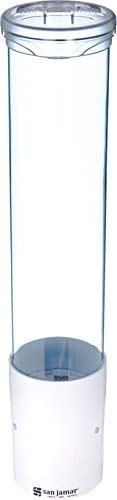 San Jamar - C4180TBLW C4180 Small Pull Type Water Cup Dispenser with White Sand Throat, Fits 3oz to 4-1/2oz Cone and 3oz to 5oz Flat Cup Size, 2-1/4" to 2-7/8" Rim, 16" Tube Length, White