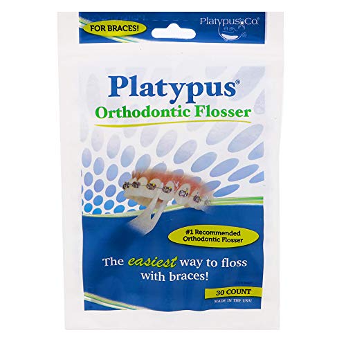 Platypus Orthodontic Flossers for Braces - Dental Floss Picks for Braces, Fits Under Arch Wire, Will Not Damage Braces, Increase Flossing Compliance, Floss Teeth in Less Than Two Minutes - 30 Count
