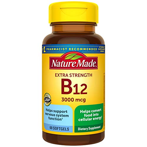 Nature Made Extra Strength Vitamin B12 3000 mcg Softgels, 60 Count (Packaging May Vary)