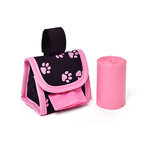 Doggie Walk Bags 2-Roll Designer Bags, Pink Paw/Pink/Citrus