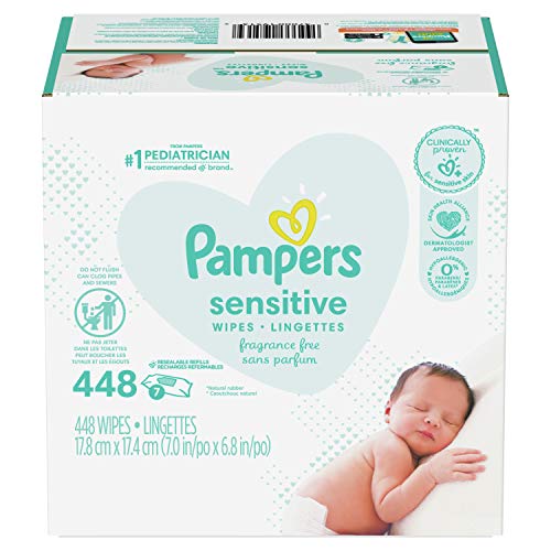 Book Cover Pampers Baby Wipes Sensitive Perfume Free 7X Refill Packs (Tub Not Included) 448 Count